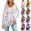 Women's Fashion Casual Pleated Round Neck Vintage Floral Print Long Sleeve T,Shirt Top
