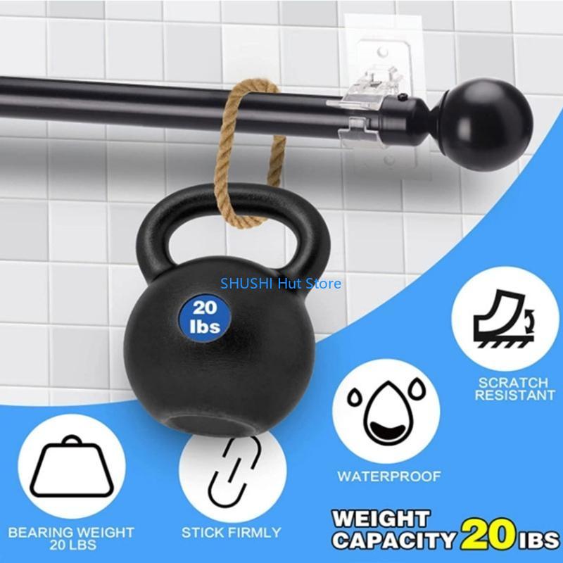 Simple Curtain Rod Brackets No Drilling, ABS for Living Room D57B