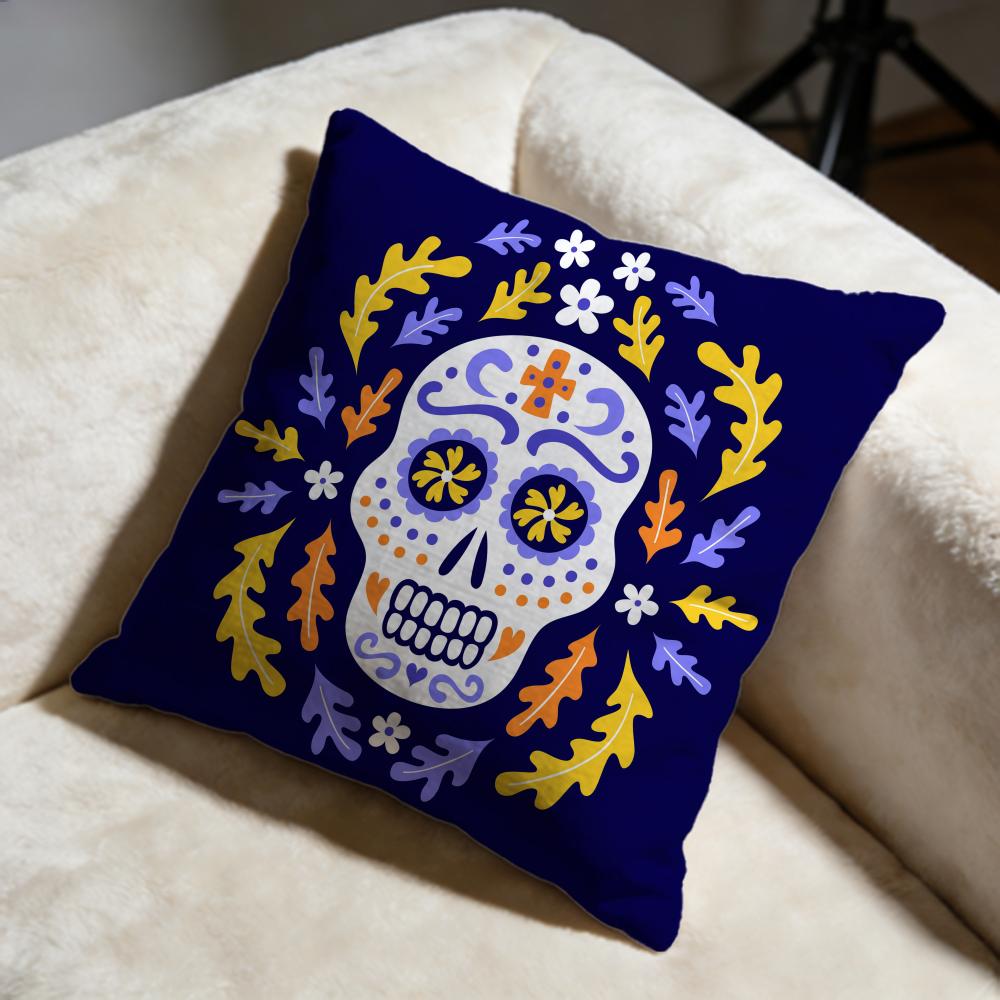 Easter Flower Skeleton Cushion Cover Soft Decorative Pillow Case Suitable For Bedroom Sofa Car Travel Use