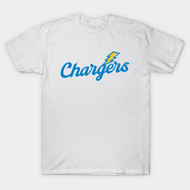 Asian Size Men Black Print T-shirt Chargers Football Retro No-Cut Heat Transfer Print Cotton Tshirt