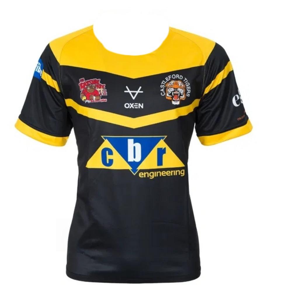 Rugby 2026 Uomini e Donne New Castleford Tigers Abbigliamento Sportivo Inghilterra Moda Maglietta a Maniche Corte Larga Traspirante Asciugatura Rapida