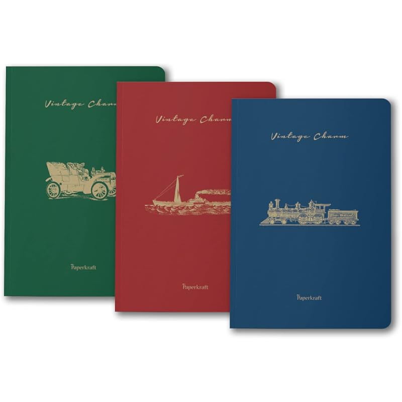 Paperkraft Vintage Series - Color Kraft With Automotive Theme : 210 Mm X 148 Mm,176 Pages, Unruled, Sewn & Perfect Bound
