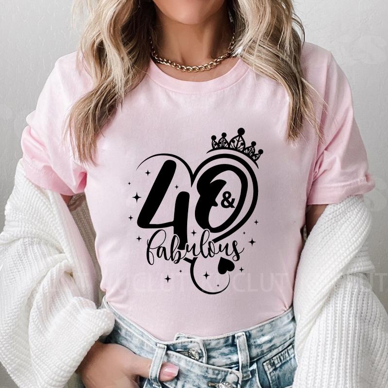 Women T-shirt 40th Fabulous Tees Ladies 40th Birthday Queen Party Shirt Fashion Graphic Tops Casual Aesthetic Female Clothing