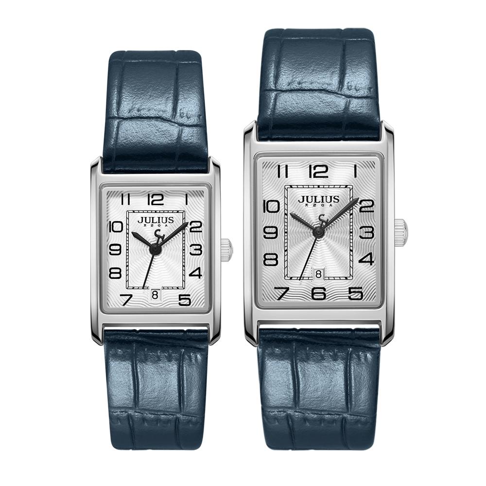 Jyullieoseu Ja-1494Ml Square Tank Couple Leather Watches