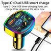 Car Bluetooth 5.0 Charger Dual USB 3.1A  PD 20W Type-C FM Transmitter Colorful Ambient Light Cigarette lighter MP3 Music Player