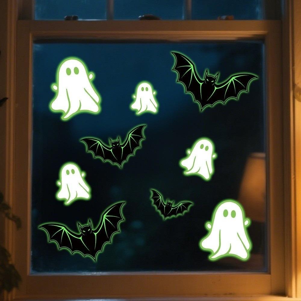 Luminous Window Clings Decor Happy Halloween Fluorescent Wall Decal  Party Decor