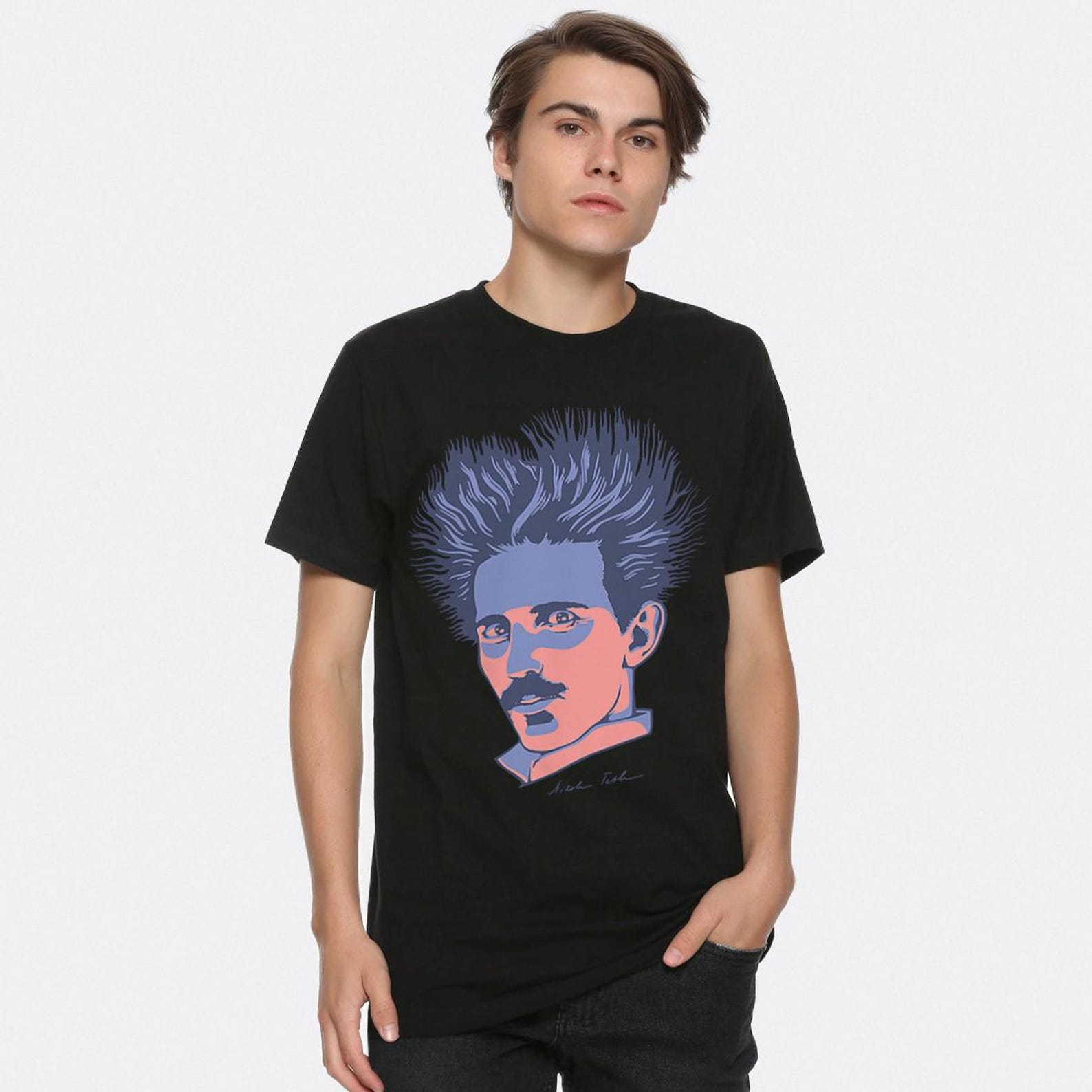 Nikola Tesla Electric Hair T-Shirt, Men s and Women s Sizes XL