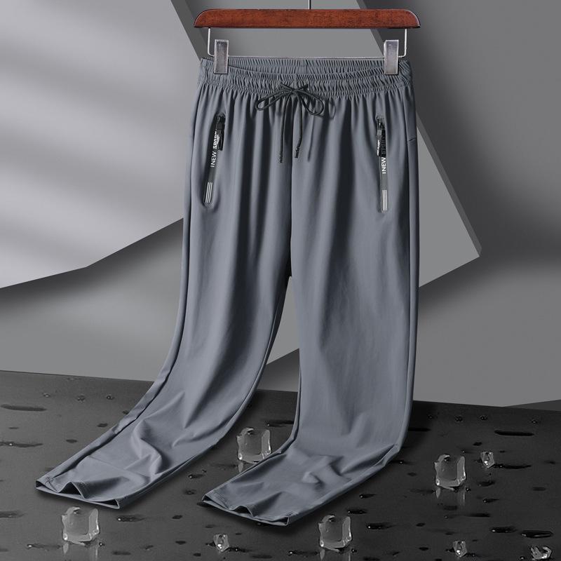 Men's Plus Size Quick-Dry Ice Silk Joggers - High Elasticity, Breathable, Straight Leg, Outdoor Casual Pants