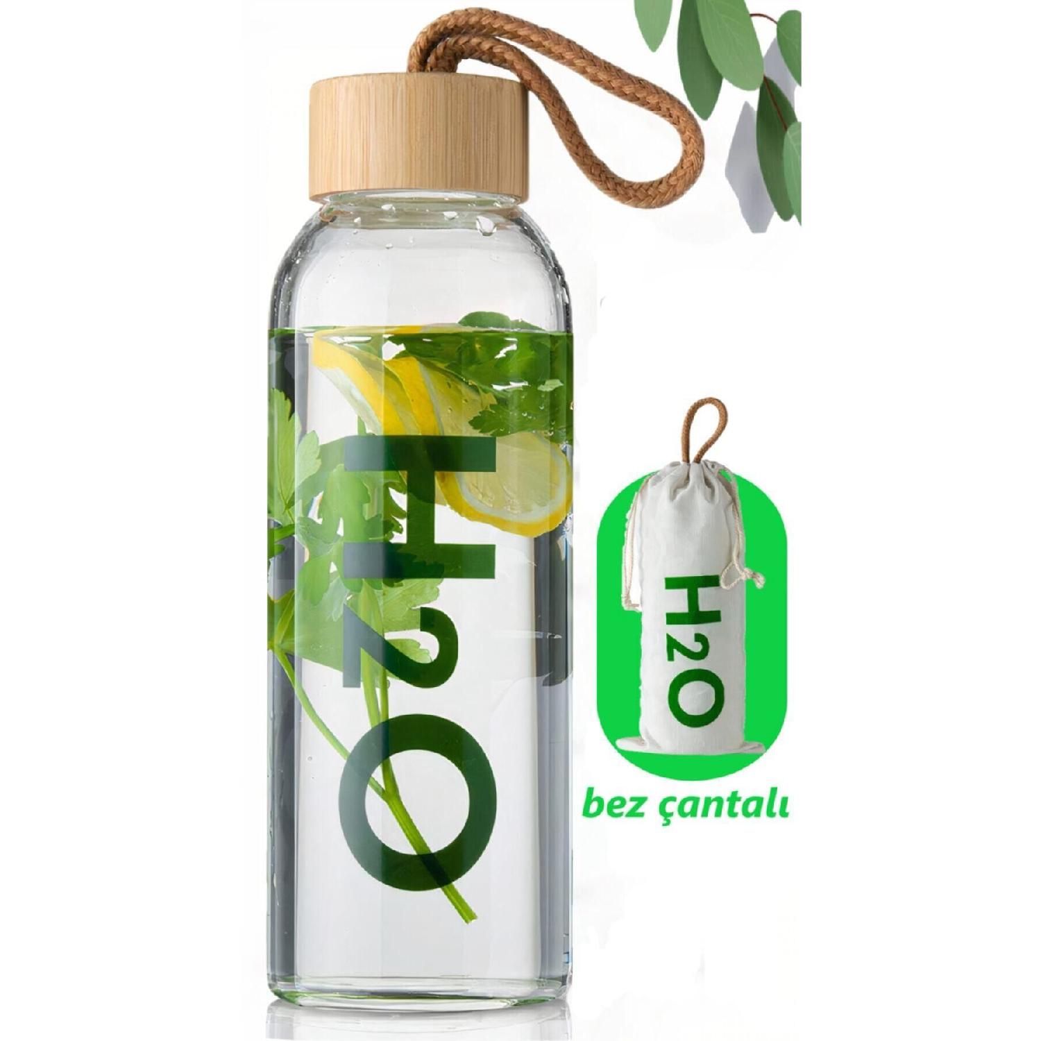 

H2o Borosilicate Glass Flask Bamboo Vacuum Water Bottle With Lid Water Bottle чистий