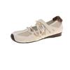 Women's Fashion Single Shoes 2025 New Flat Square Toe Velcro Mesh Ballet Shoes Hundred Cross Strap Soft Bottom Mary Jane Shoes