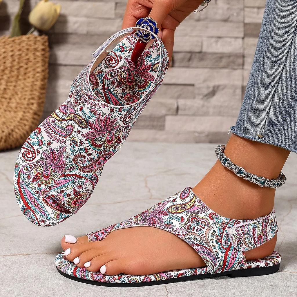Women Flat Sandals Comfortable Flats Sandals Printed Bohemia Roman Style Shoes for Women Fashion Shoes Sandalias