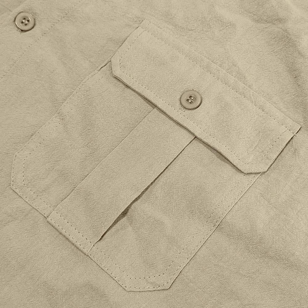 Cotton Linen Hot Sale Men Short-Sleeved Shirts Summer Solid Color Lapel Collar Casual Beach Style Plus Size Male Shirts S-5XL