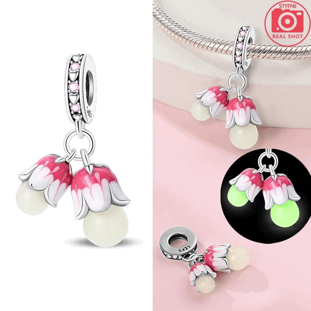 Charms New Copper Moon Bear Astronaut Colorful Luminous Series Beads Fit Pan Original Bracelets Diy Fine Jewelry