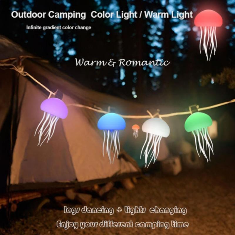Jellyfish Cartoon Led Nihgt Light Voice Control Gradient Cute Rotating Jellyfish Hanging Bedside Lamp Rgb Table Lamps Room Decor