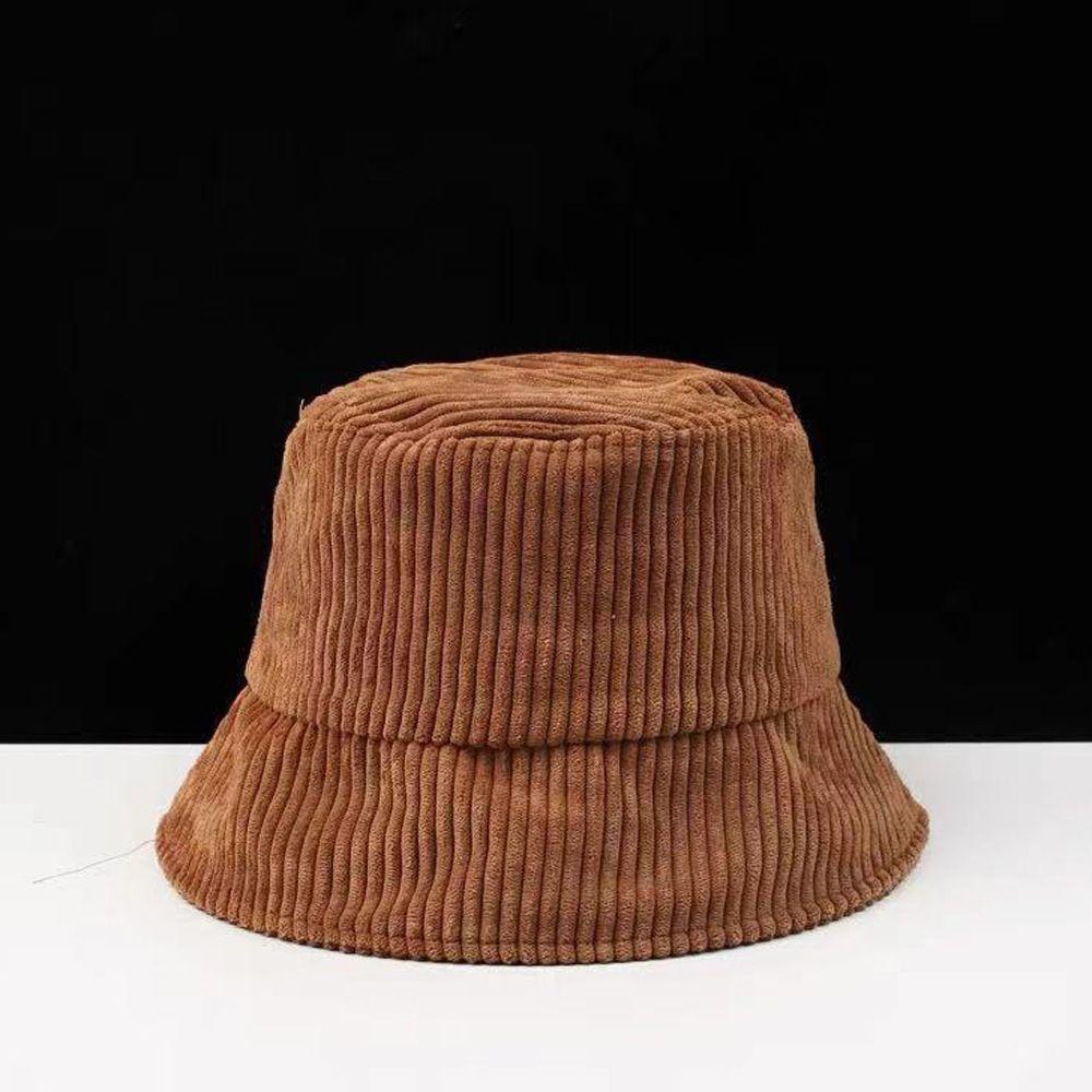Retro Simple Unisex Fashion Solid Color Soft Corduroy Bucket Hat Sun Hats Autumn Winter Women Hat