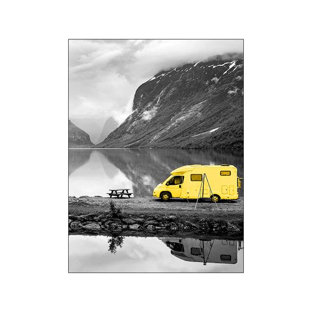 Black and White Scenery Decor Picture Nordic Canvas Painting Home Yellow Decor Wall Art Poster and Print for Living Room Design