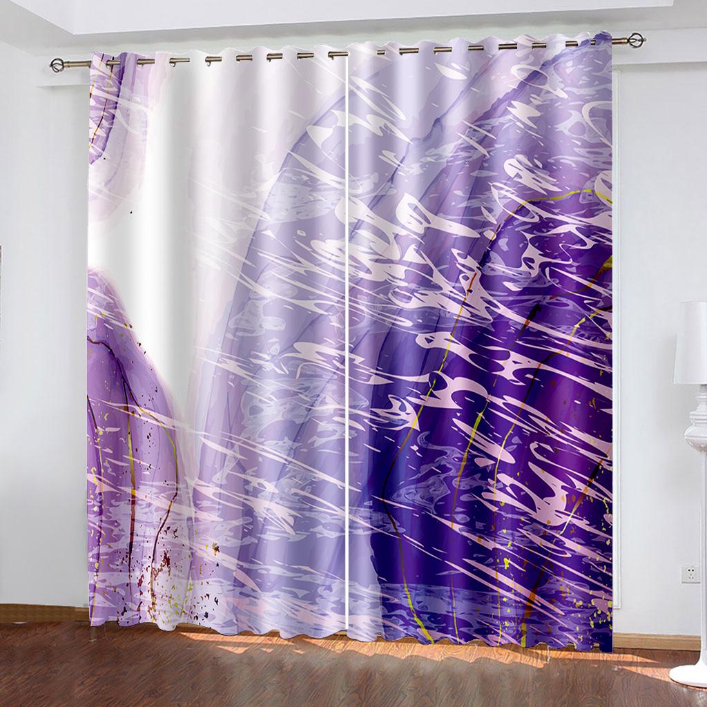 Cheap Custome Abstract Art Colorful Lines 3D Printing Window Curtains for Living Room Kitchen Home Decor Drapes 2 Panels