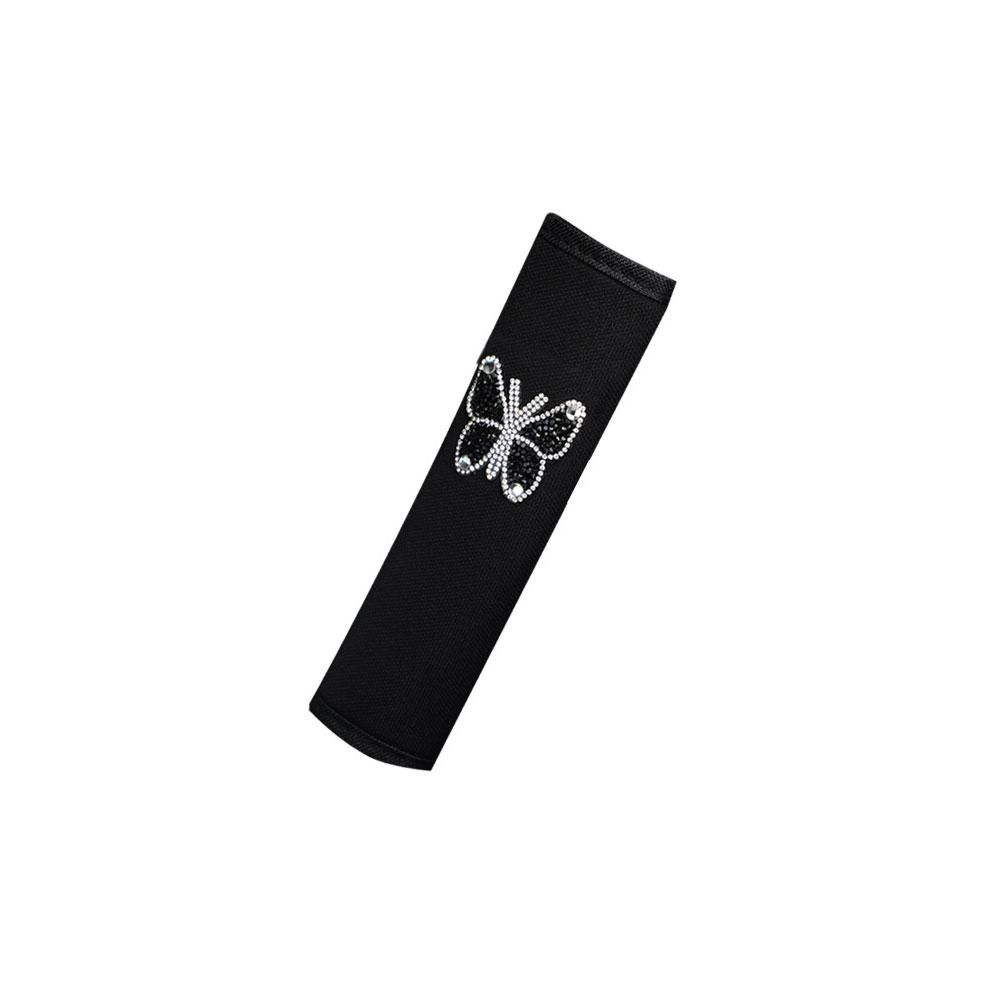 1Pc Fashion Diamond-studded Butterfly Styling Breathable Fabric Car Seat Shoulder Strap Cover Insurance Strap Cover Accessories