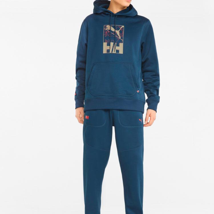 Puma X Helly Hansen Co-Branded Logo Print Joggers With Cuffed Ankles And Knit Design Unisex Bottoms Navy 532844-65