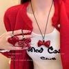 Korean Popular Ann Simple Long Tassel Ankola Red Bow Sweater Chain Autumn and Winter Versatile Temperament Necklace