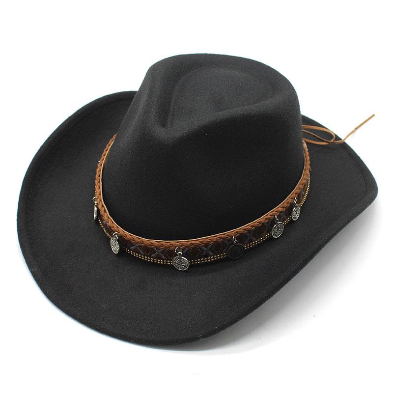 Western cowboy hat American retro big brim top hat Shade sun protection hat Outdoor hiking hat Jazz hat