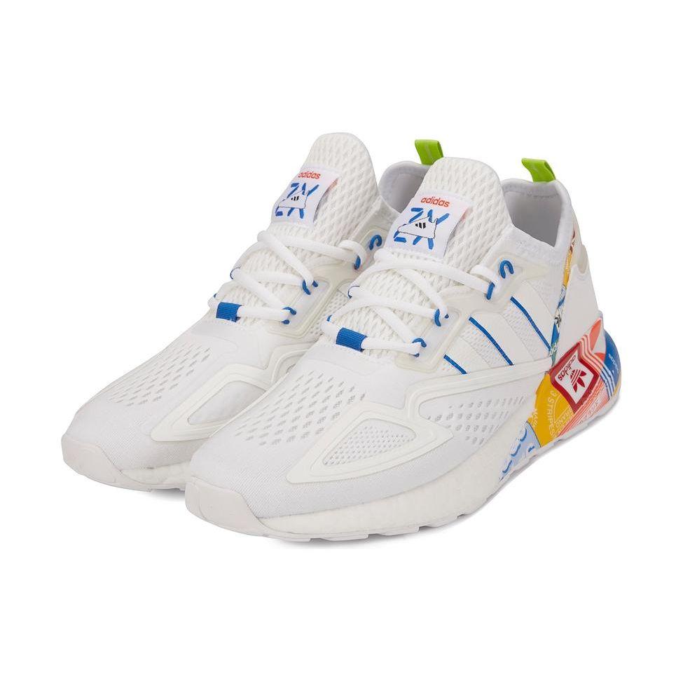 Adidas ZX 2K Boost Multi-Color Logos Unisex Sneakers White Cloud-White Blue GX2718