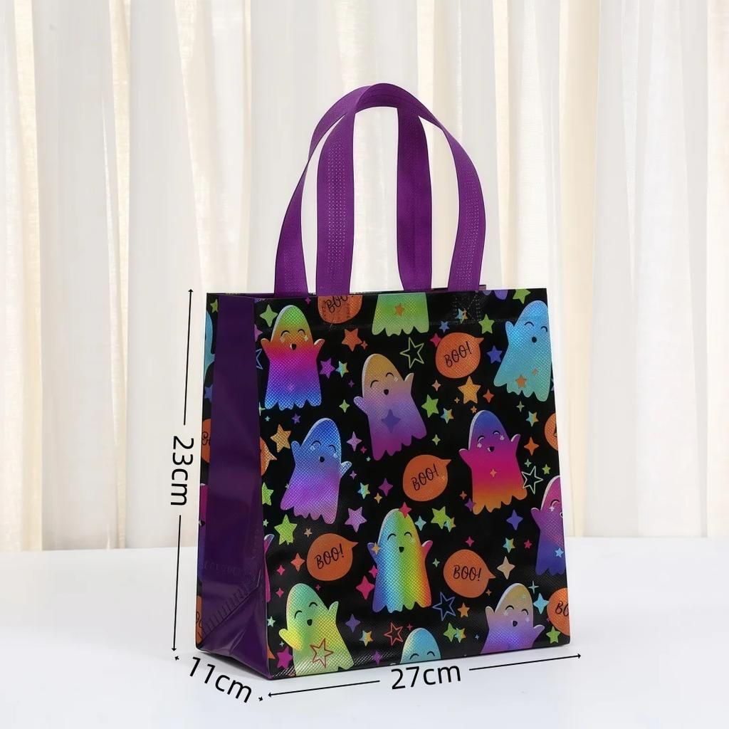 4-Piece Cartoon Printed Halloween Candy Packaging Bags For Holiday Party Party Gift Shopping Bags Handheld Non-woven Bags