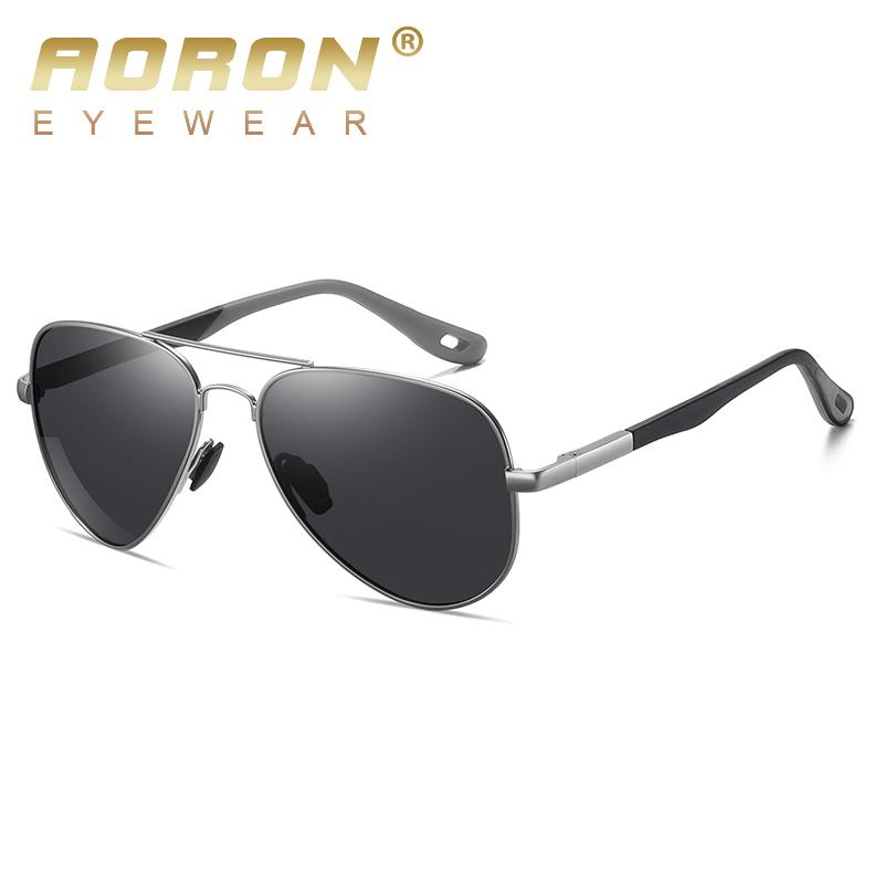 

AORON поляризационные солнцезащитные очки в металлической оправе модный брендовый дизайн уличные аксессуары фотохромные спортивные очки для вождения, рыбалки и велоспорта чёрный/серебряный