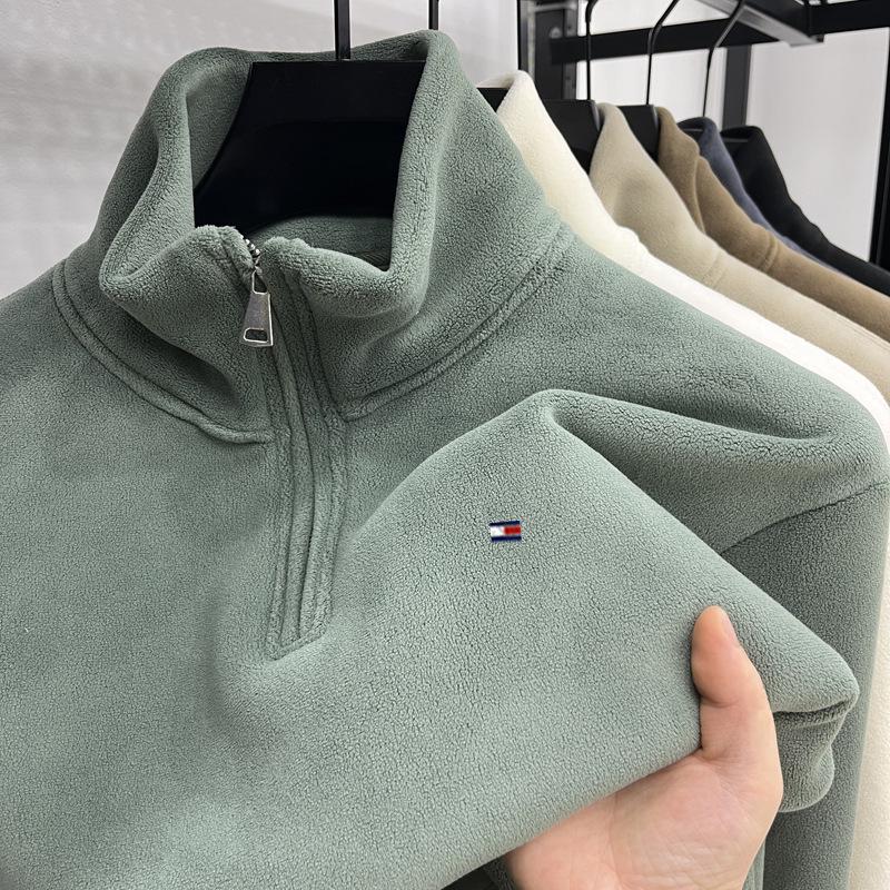 Tommy Herren Polarfleece Reißverschluss Hoodie - Herbst/Winter Sherpa Jacke, Warmer Pullover Basisschicht für mittleres und junges Alter