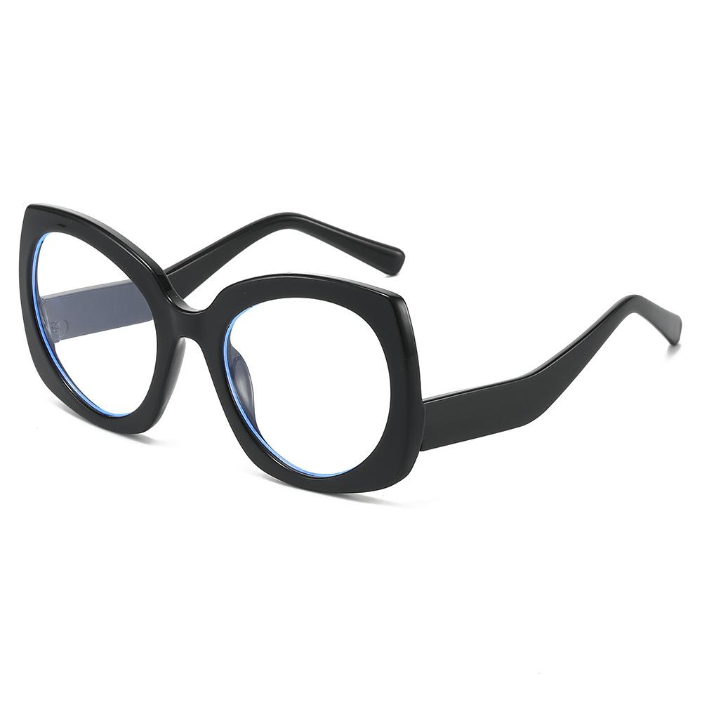 

Retro Leopard Print Cat Eye Anti Blue Light Women Glasses Two Color Irregular Splic Frame Design Men Punk Computer Goggles as picture