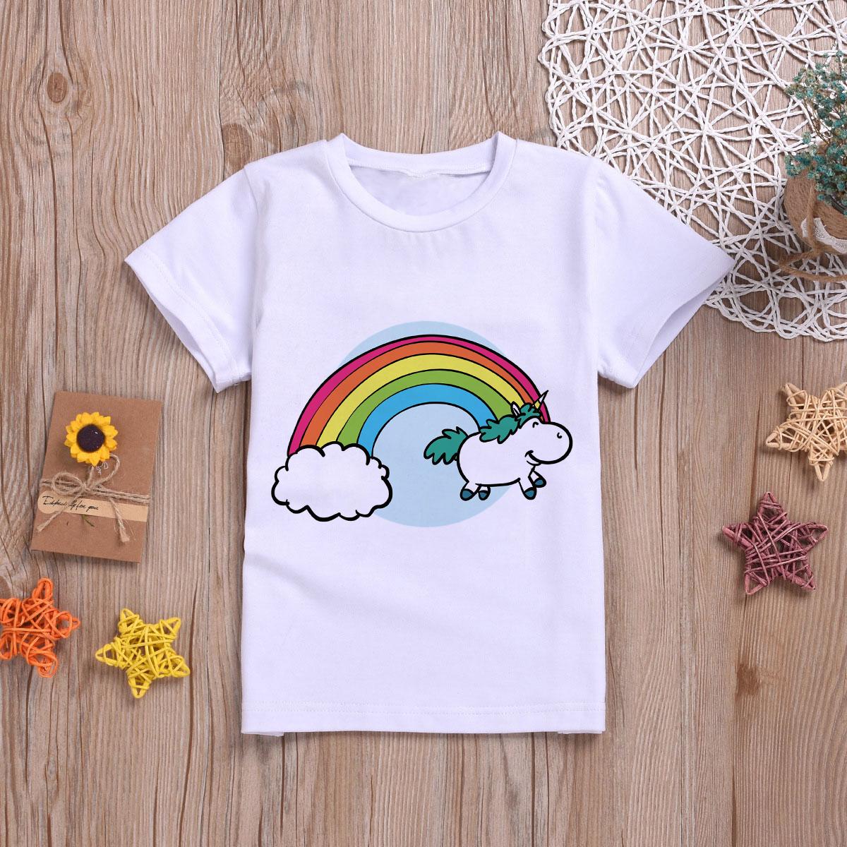 

Нова триколірна літня футболка з мультфільмом з коротким рукавом для хлопчика Повсякденні футболки для дівчаток Футболка з квітами Дитячий одяг 6T(130)