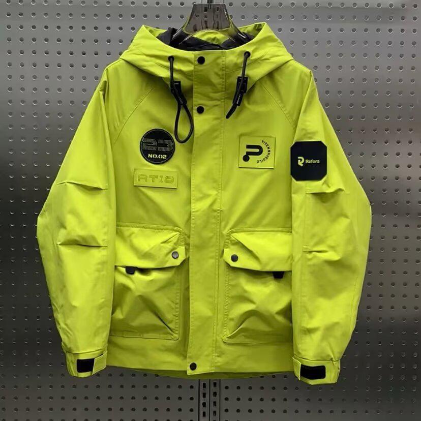 Men s Korean Style Fashionable Patchwork Hooded Jacket - Spring & Autumn Streetwear M зелёный