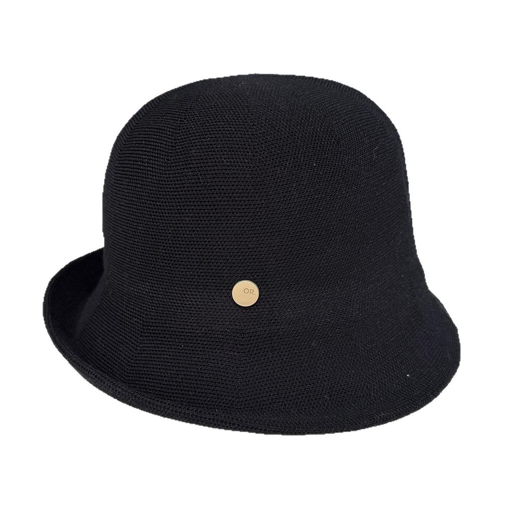 Niche Metal Standard Crimped Bucket Hat Women's Casual Simple Washbasin Hat Spring and Summer Travel Breathable Sun Hat