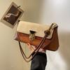 Niche Design Patchwork Bag for Women Popular Versatile French Stick Armpit Shoulder Bag