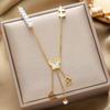 Exquisite 18K Gold-Plated Titanium Steel Necklace - Women's Clavicle Chain Jewelry, Fade-Resistant