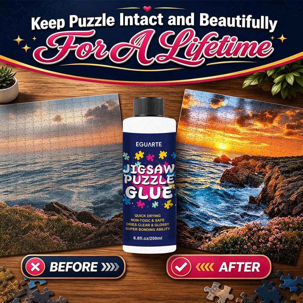 Puzzle Glue 200ml Quick Drying Clear Sealer with Applicator for Jigsaw Puzzles Painting Photo Fabric Art Craft Preservation