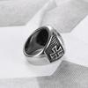 New Gold Color Knights Templar Cross Ring Men 316L Stainless Steel Ordre Temple Ancient Zircon Glory Rings Fashion Mens Jewelry