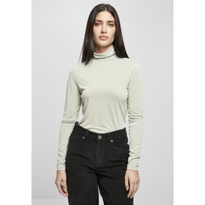 Pull Col Roulé Femme - Urban Classics - Modal - Vert Pâle - Manches Longues - Taille XS