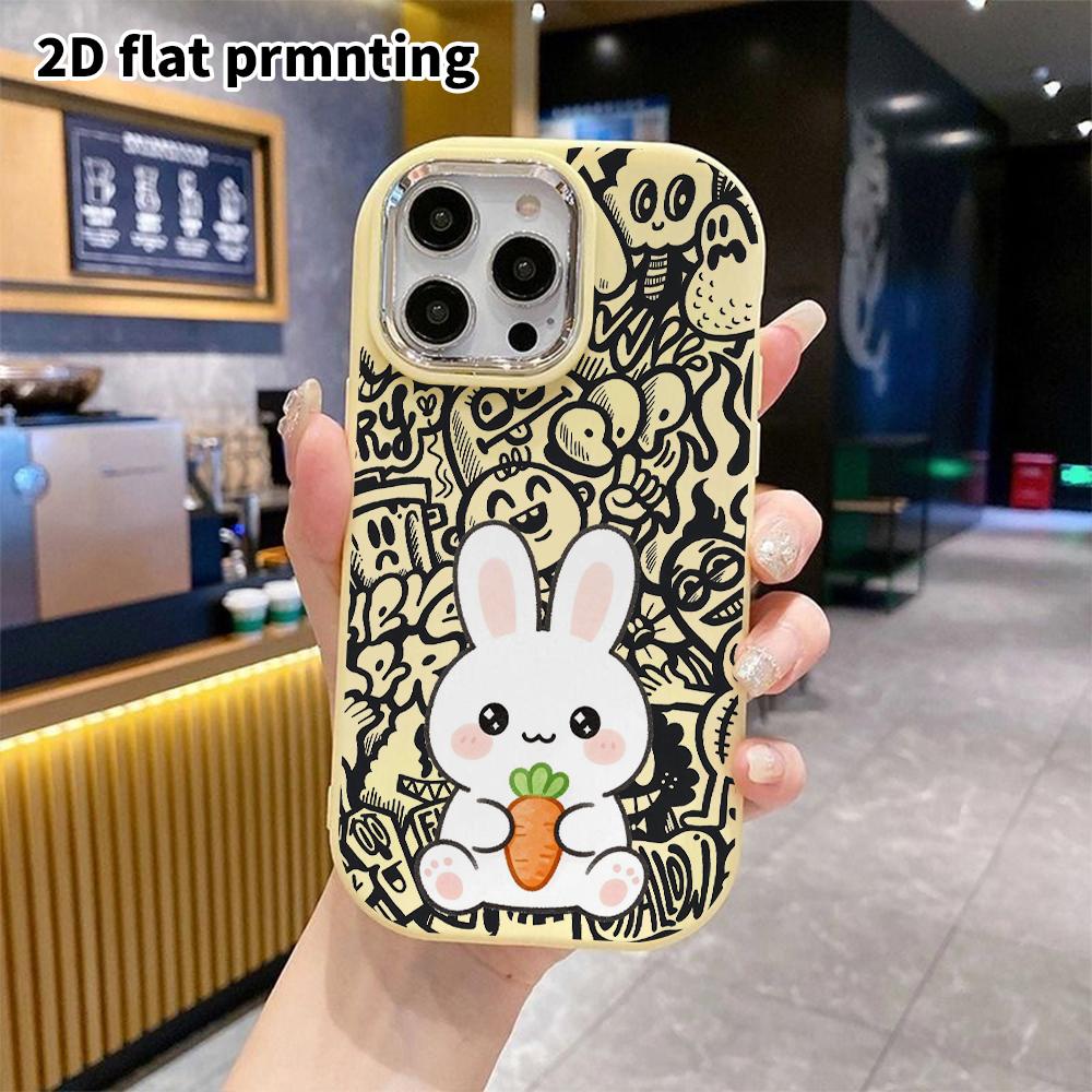 Phone Case: 2D Flat Design Suitable for iPhone 18 17 16 15 14 13 Pro, Couple Style, Little White Rabbit, Christmas and Halloween Gifts