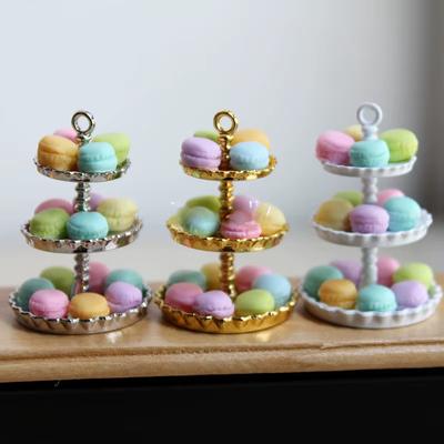 1/12 Ölçekli Sevimli Mini Makaron Minyatür Oyuncak Bebek Evi Pasta Tripodu Oyuncak Bebek Mutfağı için Taklit Oyun Simülasyon Yiyecek Oyuncak Aksesuarları