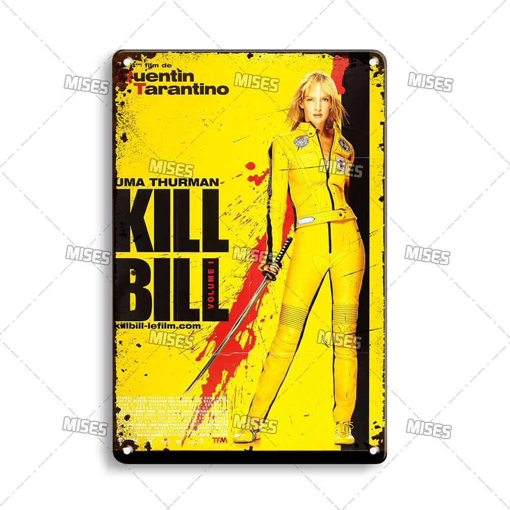 MISES Kill Bill:Sv.1 Klasický filmový bar Kovová cedule Vintage plakát Rezavý kovový talíř Průmyslový dekor Domov Kavárna Klub Kovová plaketa