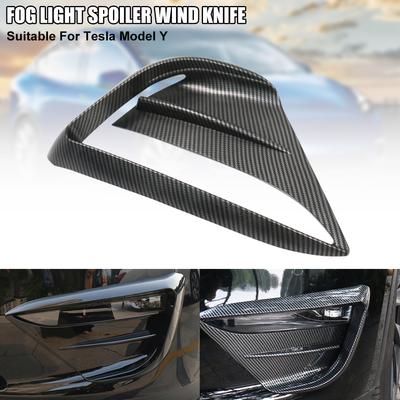 For Tesla Model Y Carbon Spoiler Fog Lamp Blade Trim Protective Cover Eyebrow Carbon Fiber Decor Sticker Car Accessories