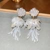 Silver Needle Resin Flower Tassel Earrings: Vintage, Versatile, Light Luxury Fashion Jewelry for Women