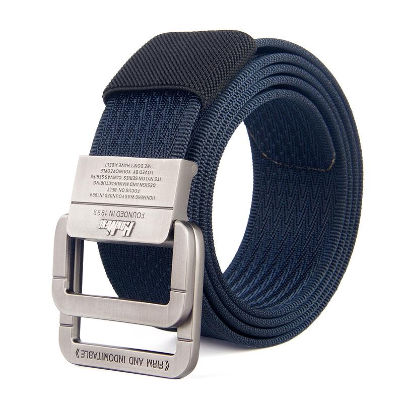 

Unisex Double Ring Buckle Belt - Nylon Trendy Style for Men and Women 115cm