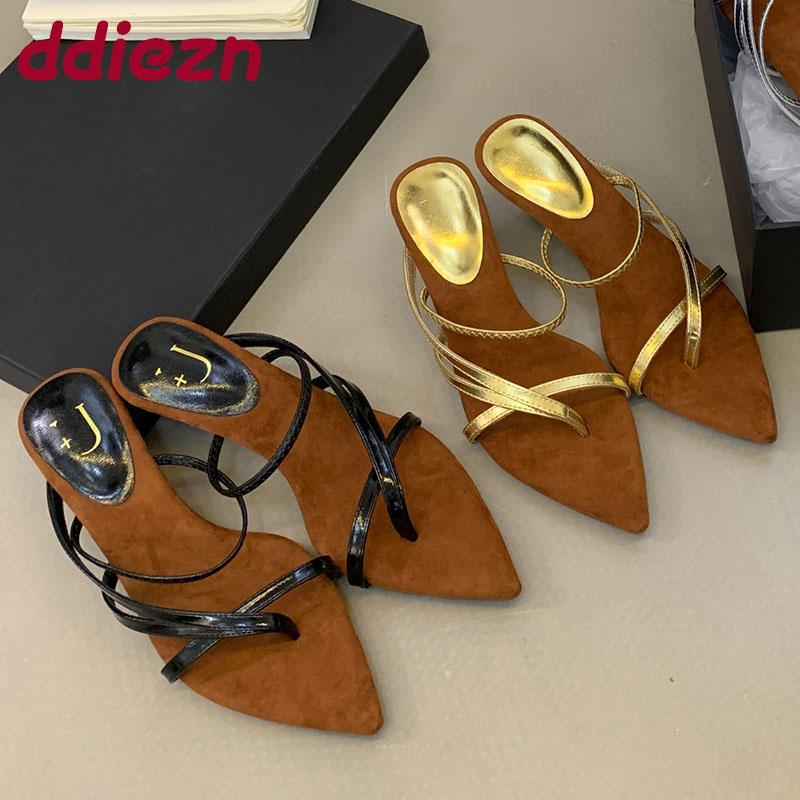 Fashion Fashion Pointed Toe Women Heels Pumps Shoes Slip On Footwear Shallow Ladies High Heels Shoes Female Slides Sandals Flip Flops