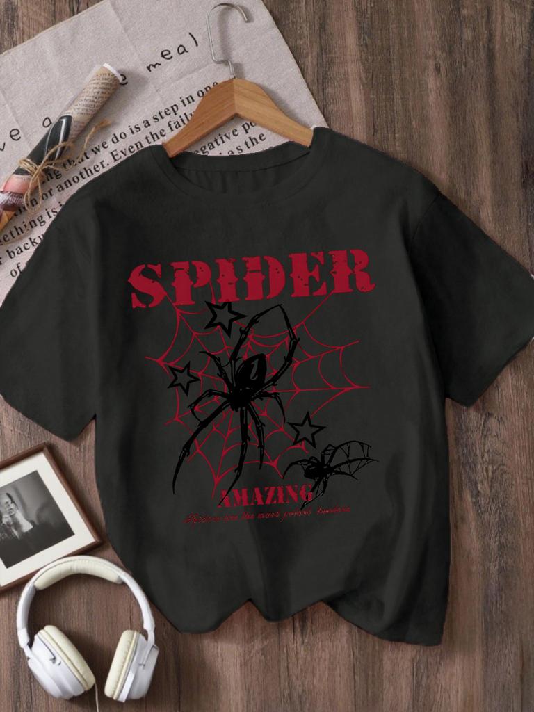 Úžasné dětské tričko s kulatým výstřihem a potiskem pavouka Letní Street Style Dovolenková Věc Oblečení pro rodiče a děti