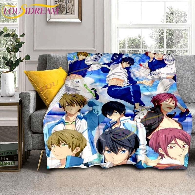 Gratis Iwatobi Swim Club Dekens Cartoon Bedspreien Dekens Anime Flanellen Dekens Bank Bed Dekens Plaid Dekens Cadeaus