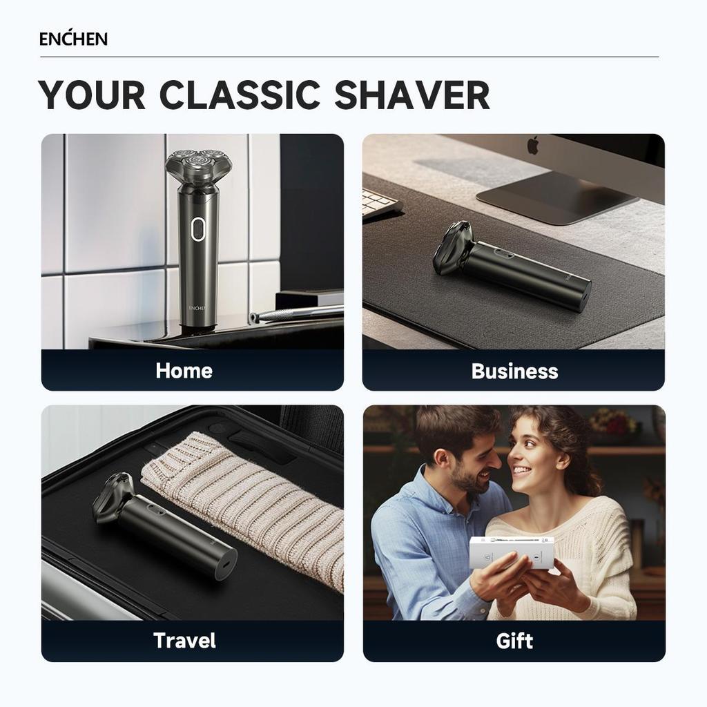Xiaomi ENCHEN BlackStone 6 Electric Shaver – 3D Floating Heads, Wet & Dry Cordless Shaver with Travel Lock