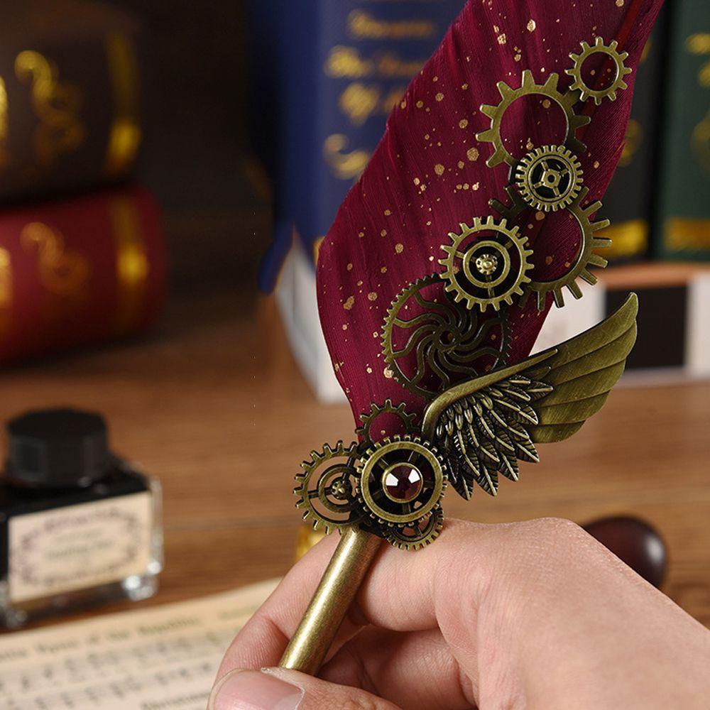 Pen Office Supplies Writing Dip Pen Feather Pen Set Glittering Quill Pen Set Feather Dip Pen
