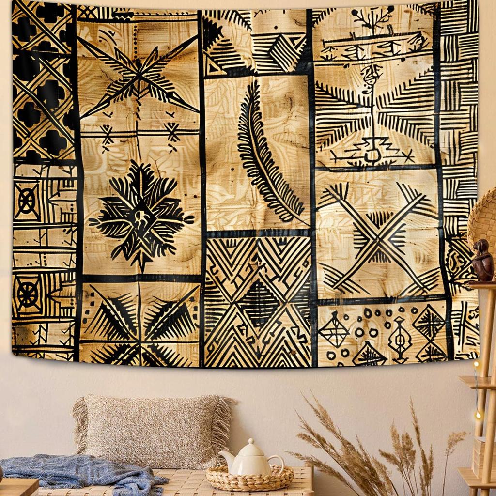 African Mud Cloth Wall Tapestry Tribal Pattern Art Ethnic Decor Boho Living Room Hanging Traditional African Design